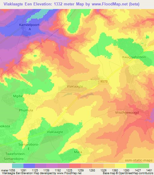 Vlaklaagte Een,South Africa Elevation Map