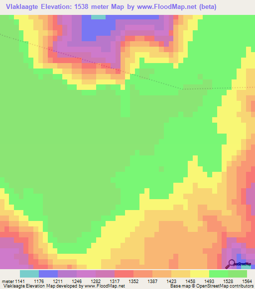 Vlaklaagte,South Africa Elevation Map