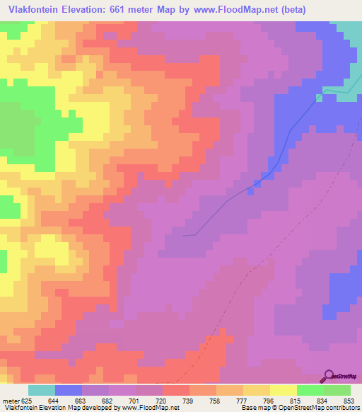 Vlakfontein,South Africa Elevation Map