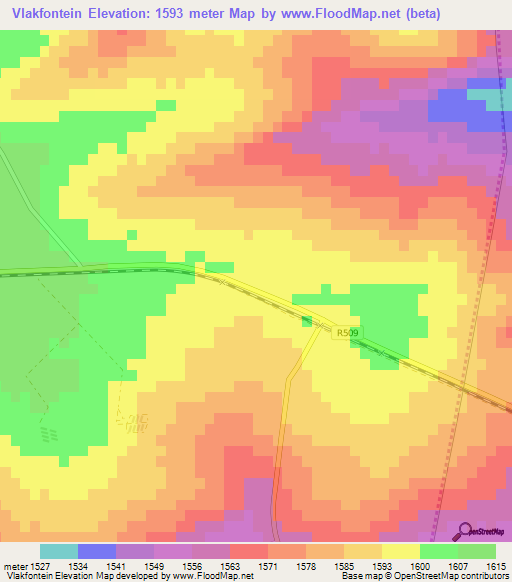 Vlakfontein,South Africa Elevation Map