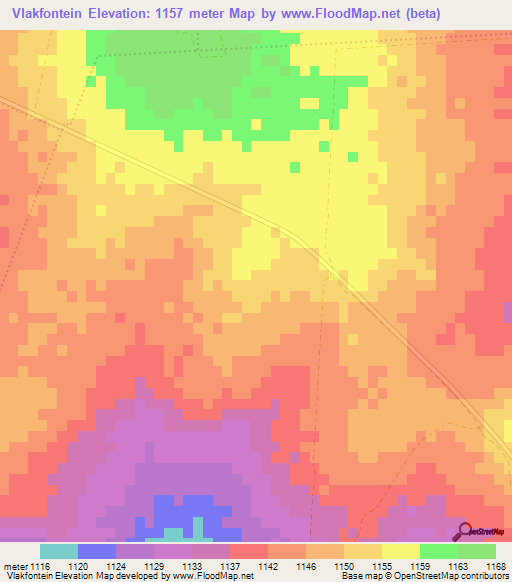 Vlakfontein,South Africa Elevation Map