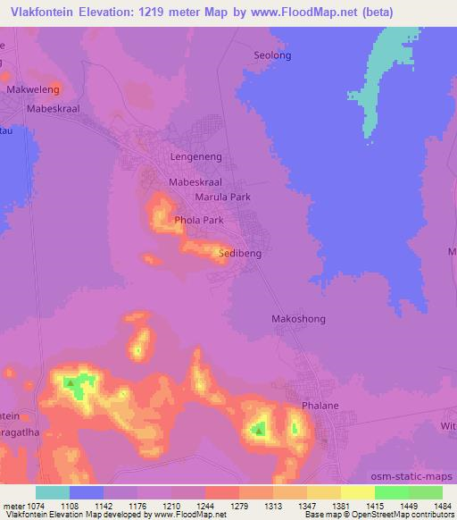 Vlakfontein,South Africa Elevation Map