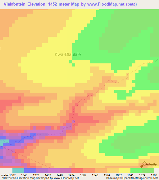 Vlakfontein,South Africa Elevation Map