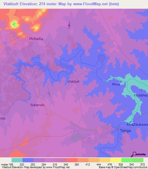 Vlakbult,South Africa Elevation Map