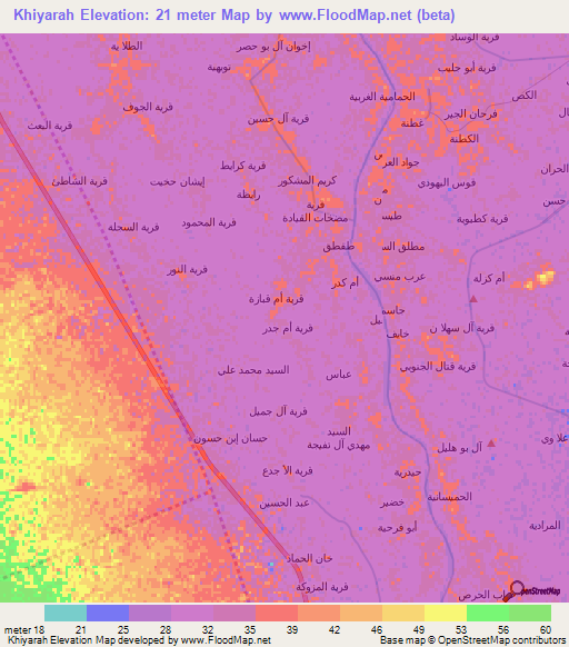 Khiyarah,Iraq Elevation Map