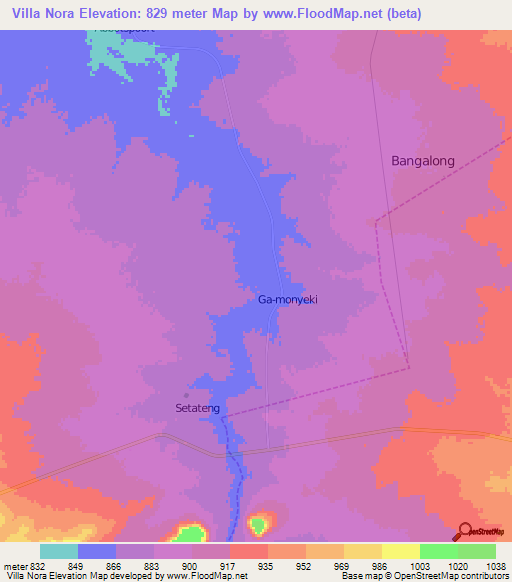 Villa Nora,South Africa Elevation Map