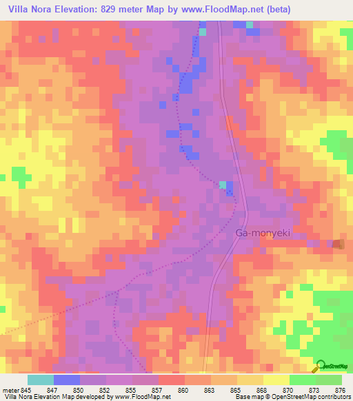 Villa Nora,South Africa Elevation Map