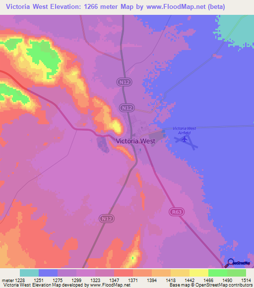Victoria West,South Africa Elevation Map