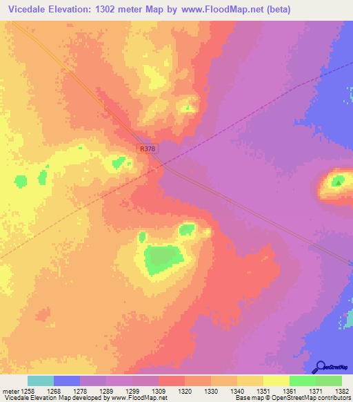 Vicedale,South Africa Elevation Map