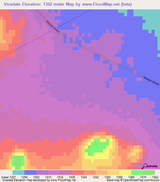 Vicedale,South Africa Elevation Map