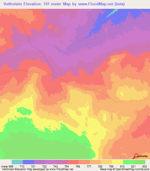 Vetfontein,South Africa Elevation Map