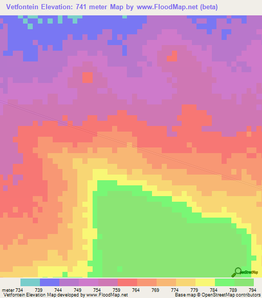 Vetfontein,South Africa Elevation Map