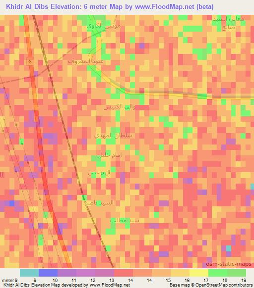 Khidr Al Dibs,Iraq Elevation Map