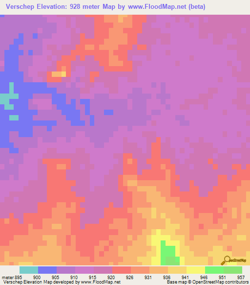 Verschep,South Africa Elevation Map