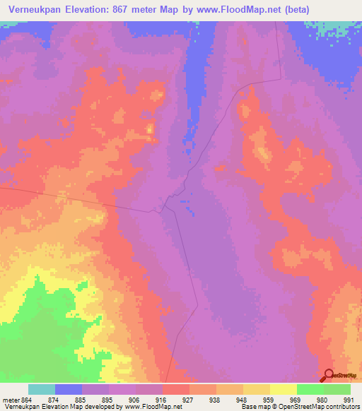 Verneukpan,South Africa Elevation Map