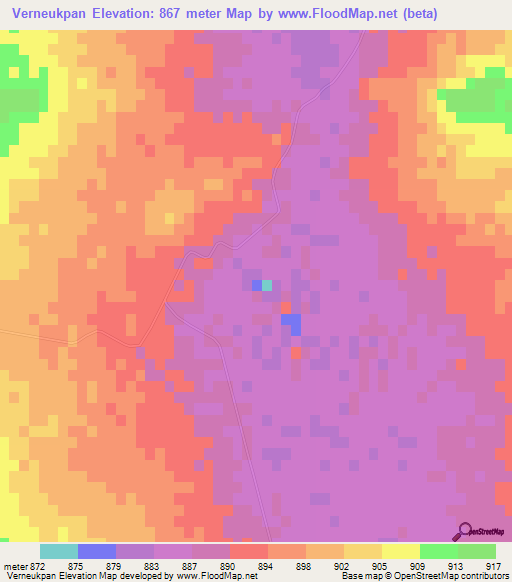 Verneukpan,South Africa Elevation Map