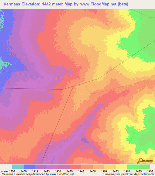 Vermaas,South Africa Elevation Map