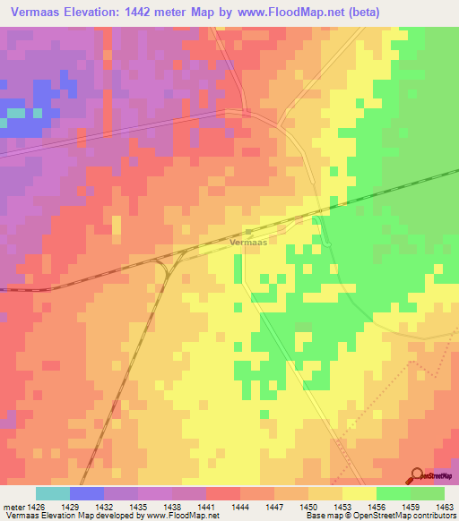 Vermaas,South Africa Elevation Map