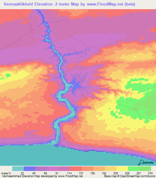 Vermaaklikheid,South Africa Elevation Map