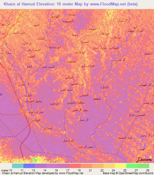 Khazn al Hamud,Iraq Elevation Map