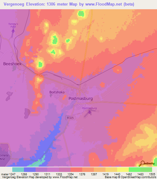 Vergenoeg,South Africa Elevation Map