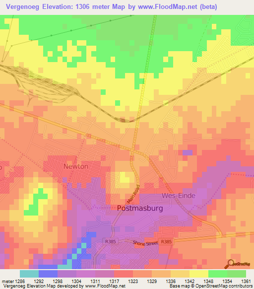 Vergenoeg,South Africa Elevation Map