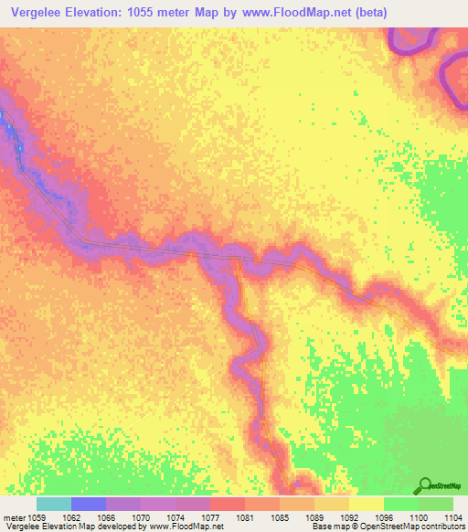 Vergelee,South Africa Elevation Map