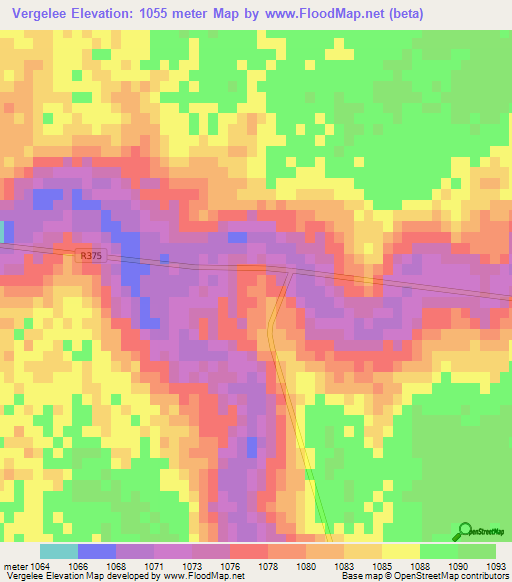 Vergelee,South Africa Elevation Map