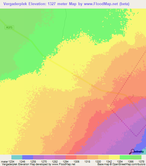 Vergaderplek,South Africa Elevation Map