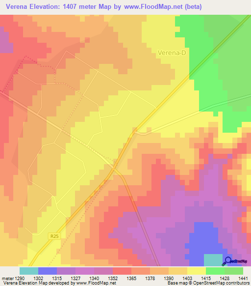 Verena,South Africa Elevation Map