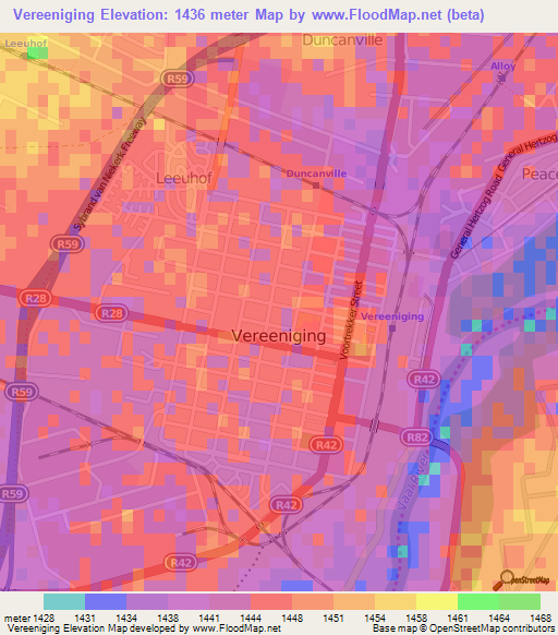 Vereeniging,South Africa Elevation Map