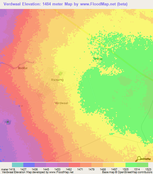 Verdwaal,South Africa Elevation Map