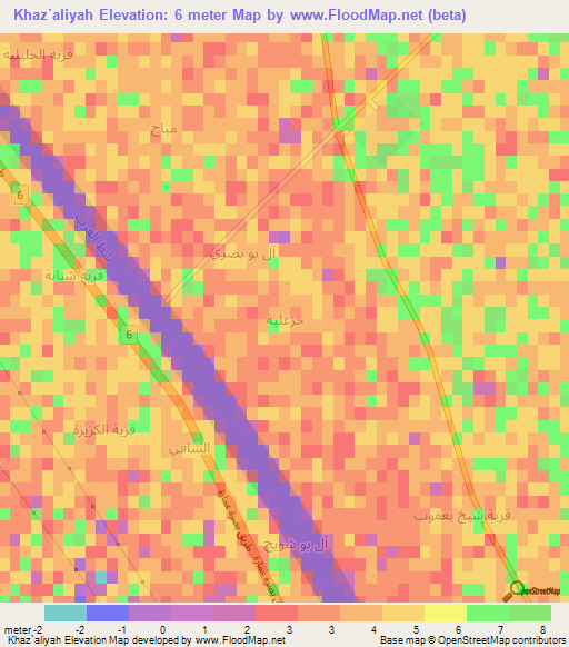 Khaz`aliyah,Iraq Elevation Map