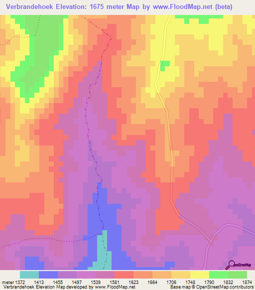 Verbrandehoek,South Africa Elevation Map