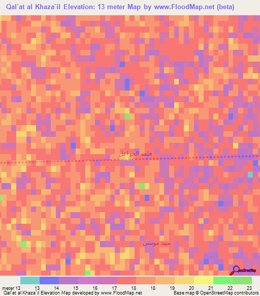 Qal`at al Khaza`il,Iraq Elevation Map