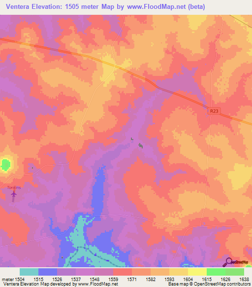 Ventera,South Africa Elevation Map