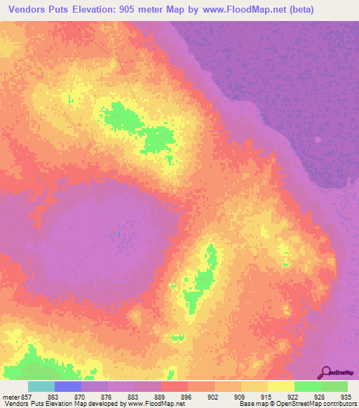 Vendors Puts,South Africa Elevation Map