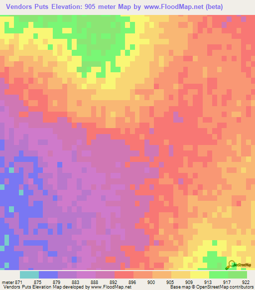 Vendors Puts,South Africa Elevation Map