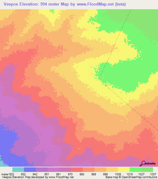 Veepos,South Africa Elevation Map