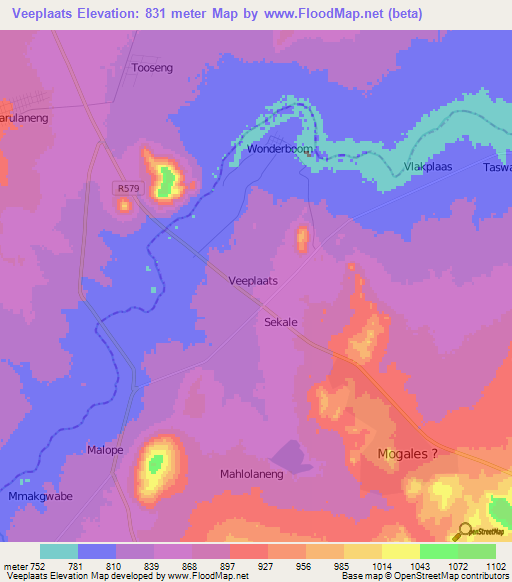 Veeplaats,South Africa Elevation Map