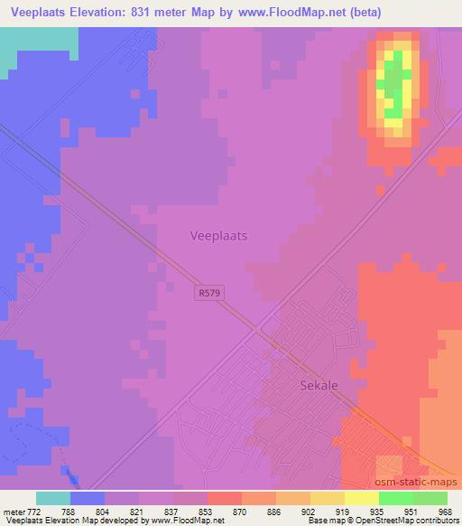 Veeplaats,South Africa Elevation Map