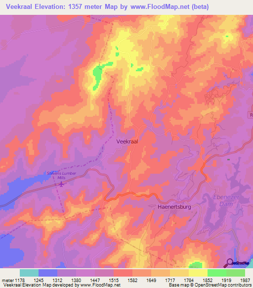 Veekraal,South Africa Elevation Map