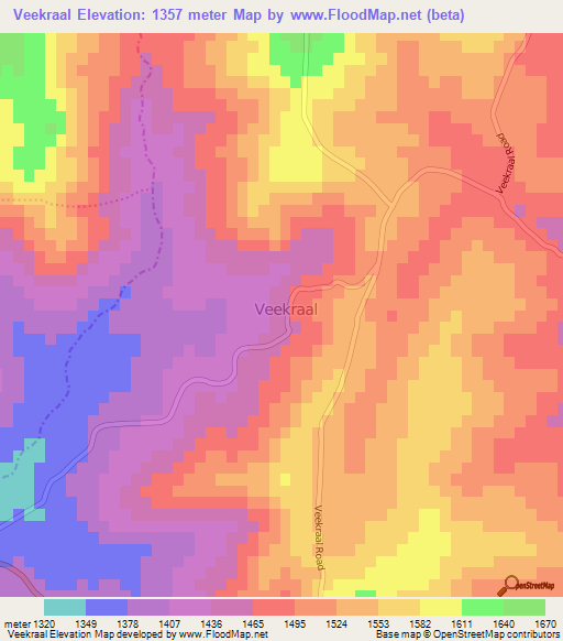 Veekraal,South Africa Elevation Map