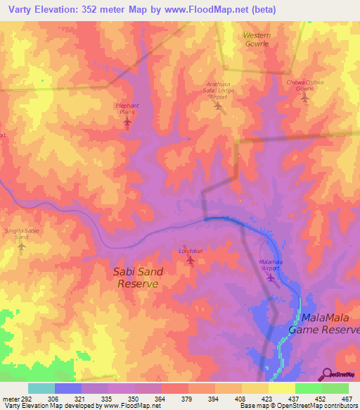 Varty,South Africa Elevation Map