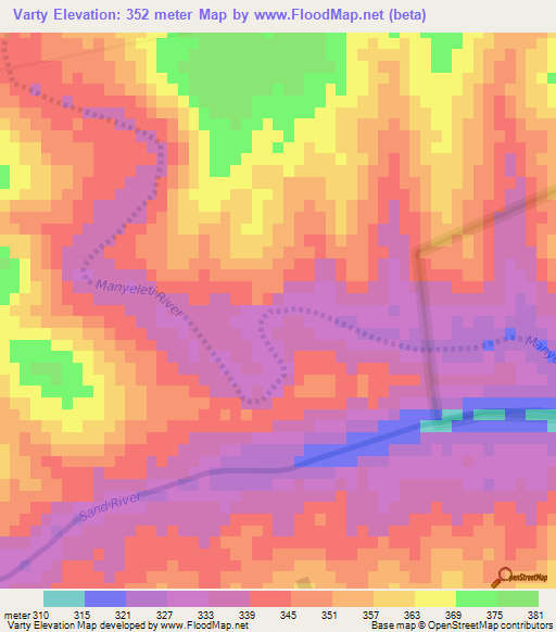 Varty,South Africa Elevation Map