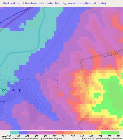 Varkieskloof,South Africa Elevation Map