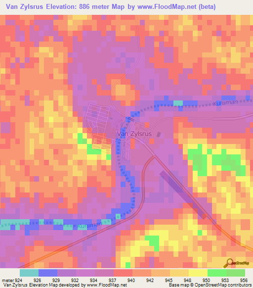 Van Zylsrus,South Africa Elevation Map