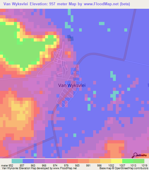 Van Wyksvlei,South Africa Elevation Map