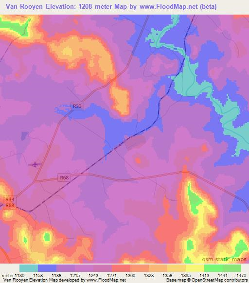 Van Rooyen,South Africa Elevation Map