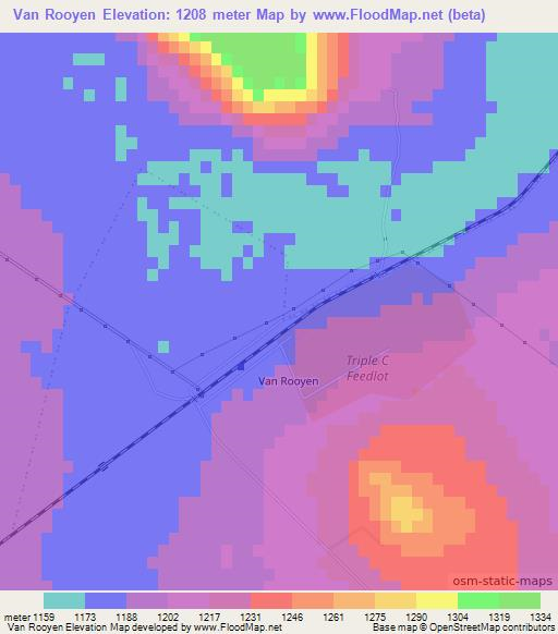 Van Rooyen,South Africa Elevation Map